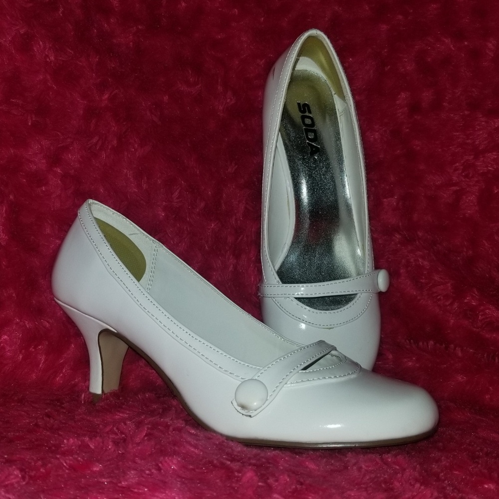 Soda - white patent baby doll shoes